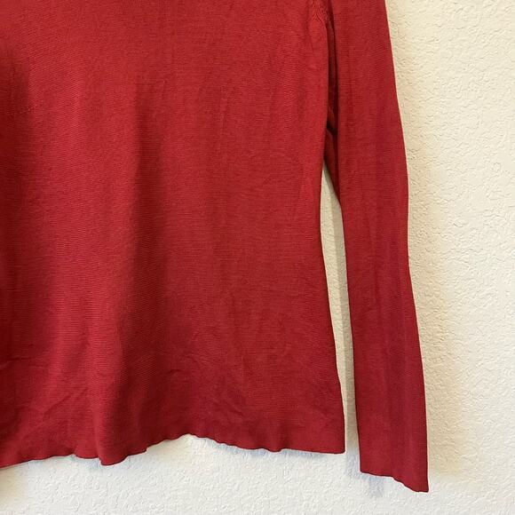 PERUVIAN CONNECTION Sweater Carmine Red Pullover Pima Cotton Knit Preppy - Picture 4 of 7